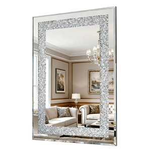 <b>Crystal</b> Crush Diamond Rectangle Silver <b>Mirror</b> 36x24 Inch Beveled Edge Wall Decorative Vanity <b>Mirror</b> - Product Image 6