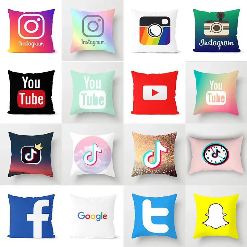 NEW App Logo Tiktok Youtube Cushion Cover Home Decor Customized Hot Sale Square Pillowcase Throw Pillow cover
