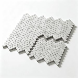 Lámina de mosaico de mármol blanco en espiga, 303x325mm, 10mm de grosor, para decoración de paredes interiores y muebles de baño - Product Image 3
