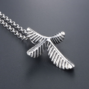 Stainless Steel <b>Cross</b> Pendant Necklace Unisex Leaf Design Fashion Jewelry SP009 - Product Image 2