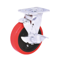 Roues Industrielles à Roulettes les Plus Vendues avec Noyau en PP, Roulement à Billes, Matériau PU+PP, Frein Pivotant, Protections Filetées, Haute Qualité
