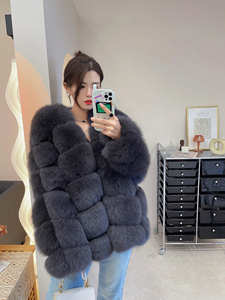 Abrigos de piel de zorro de lujo para <span class=keywords><strong>mujer</strong></span>, venta al por mayor de fábrica, chaqueta de piel de zorro Natural, <span class=keywords><strong>abrigo</strong></span> de piel de zorro Real para <span class=keywords><strong>mujer</strong></span> de invierno - Product Image 6