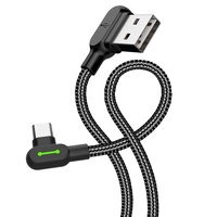Nylon tressé 90 degrés QC Charge rapide USB type C câble de données de téléphone portable chargeur indicateur conception pour l'utilisation du scanner d'ordinateur