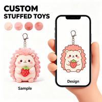 Pendentif en peluche personnalisé hérisson rose orné de fraises, jouet en peluche doux, OEM, faible MOQ, vente en gros directe usine