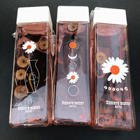 Bouteille d'eau portable en plastique de 500 ml avec logo personnalisé, carrée, pour le sport, avec lanière – Cadeau de rentrée scolaire