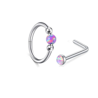 20G Cincin Hidung Studs 316L Baja Tahan Karat Bedah Bentuk L Tulang Zirkonia Kubik Hati Corkscrew Perhiasan Tindik Hidung