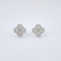 Boucles d'oreilles clous en argent sterling S925 avec diamants de laboratoire, motif trèfle porte-bonheur, hypoallergéniques, pour femme