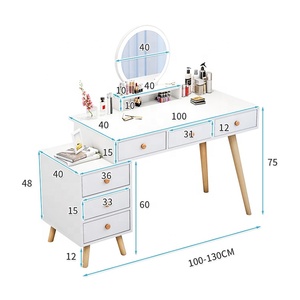 Meuble de chambre à coucher, commode, coiffeuse moderne avec miroir, armoire de rangement, panneau en bois et plastique, épaisseur 16/18 mm - Product Image 2