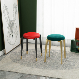 Simple Nordic Metal Iron Art Restaurant Soft Seat <strong>Stool</strong> Household Stackable <strong>Storage</strong> Without Backrest Metal Leg Comfortable <strong>Stool</strong> - Product Image 5
