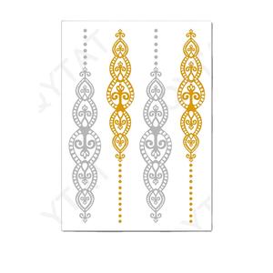 تاتو weimei مضاد للماء لوحة فنية للجسم مؤقتة لامعة من الفضة والذهب - Product Image 1