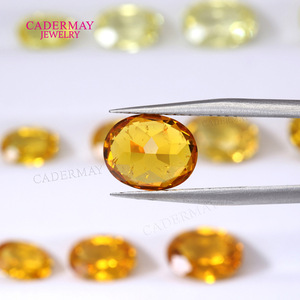 Cadermay Lab Created Citrine Oval Loose Stone Deep Golden Yellow For Jewelry Making - Product Image 2