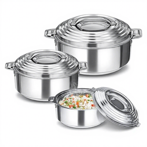 Ensemble de casseroles en acier inoxydable avec couvercles en verre intégrés, ustensiles de cuisine ronds et durables pour tous les types de cuisinières - Product Image 1