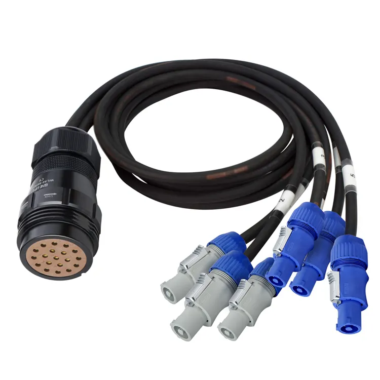 Wadah pabrik Tiongkok cable Kabel IP67 15-22mm tahan air 19 pin konektor daya gaya Socapex untuk pencahayaan panggung
