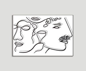 Decoración de Pared Nórdica, Arte Abstracto Figurativo, Siluetas de Mujeres en Perfil Lateral, Retrato, Pintura Facial - Product Image 6