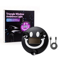 Lumière d'ambiance triangulaire solaire pour fenêtre de voiture, motif visage souriant, décoration intérieure néon pour le commerce transfrontalier