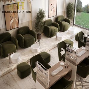 Ensemble de mobilier de salon de style populaire, bureau de réception en bois massif, salon de beauté, station de salon avec éclairage LED et miroir - Product Image 6