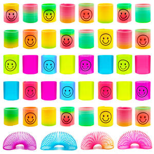 Mini enfants drôle Emotes jouets en plastique arc-en-ciel printemps cercle jouets Anti-Stress main compétence décompression plastique ressort bobine - Product Image 3