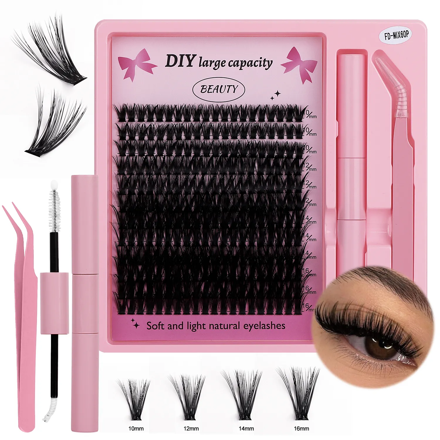 40p 60p 80p Private Label Vegan Cluster Diy Lash Extension Kit Wholesale At Home Individual Hand Made Faux Mink Fan Eyelashes