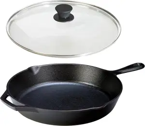 Hot bán không dính Fry Pan gang chảo với kính nắp lớp phủ dầu 12 inch giá thấp đồ dùng nhà bếp xào Pan