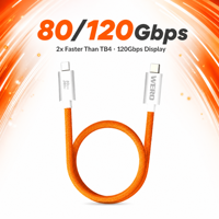Câble Thunderbolt 5 80 Gbps USB-C 120 Gbps Câble de données 240 W PD 3.1 Certifié 8K Câble Thunderbolt 5 Pro pour station d'accueil d'ordinateur portable