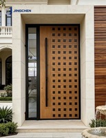 Porte pivotante moderne en aluminium avec charnières robustes, caractéristiques antivol haute sécurité, isolation phonique et thermique pour extérieur