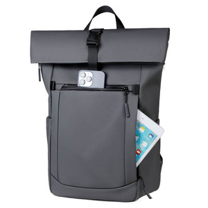 15.6" Unisex Waterproof PU <b>Laptop</b> <b>Backpack</b> Zipper Closure Large Capacity Arcuate Shoulder Strap Portable for Outdoor Use - Product Image 5