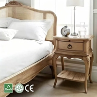 Lit français king size en chêne massif et rotin, meubles de chambre à coucher durables et luxueux