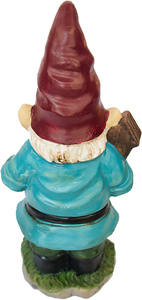 Polyresin/Hars 9.5 Inch Blue Garden Gnome Holding Een Birdhouse - Product Image 3