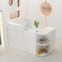 Nouveau design, luxe, pas cher, sur mesure, moderne, comptoir de réception de salon de beauté en bois blanc, petit devant