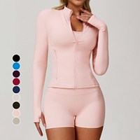 Jaket Yoga Lengan Panjang Ukuran Besar, Bernapas, Cepat Kering, Ringan, Kasual untuk Lari, Cocok untuk Musim Gugur dan Musim Dingin
