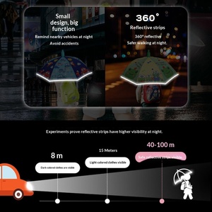 Parapluie droit pour enfants, garçons et filles, en vinyle, motif dessin animé, imperméable, à long manche, ouverture manuelle et automatique, double usage, pare-soleil - Product Image 2