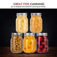 Bocaux en verre avec couvercle métallique, pot à miel hermétique, avec large bouche et couvercle métallique, pour le stockage des aliments, contenants transparents, 16 oz