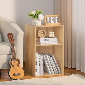 Support tournant à 2 cubes en bois naturel : armoire de rangement pour disques vinyles (capacité de 100 albums) - Mini bibliothèque pour petits espaces - Product Image 2