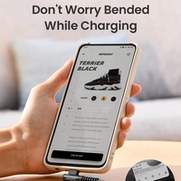 Kabel pengisi daya USB C sudut kanan 3,1 A, pengisian daya Cepat 90 derajat nilon Tipe C untuk ponsel game Samsung