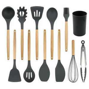 14-Piece <b>Silicone</b> Kitchen Accessories Set with Wooden Handles Cooking <b>Tools</b> and Utensils for Home Kitchen Use - Product Image 1