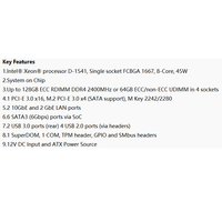 Motherboard Mini-ITX MBD-X10SDV-8C-TLN4F Xeon D SoC 8-Core Broadwell-DE Dual 10GbE dengan Soket Intel Tunggal FCBGA1667
