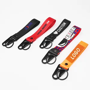 Cá Nhân Tùy Chỉnh Nylon Dây Buộc Keychain Nhẫn Ngắn Dây Đeo Vòng Tay Cho Keychain Carabiner Với Logo Xe Máy Móc Chìa Khóa