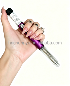 Pluma inyectora metálica reutilizable de 80 UI con dosis ajustable, compatible con cartuchos de 3 ml y tapa protectora roja para administración de insulina - Product Image 1