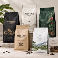 Sacs d'emballage pour café imprimés sur mesure, mats, pour grains de café et aliments pour animaux, capacité 1 lb/1 kg, réutilisables, à soufflet, en aluminium de qualité alimentaire