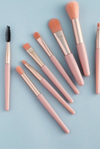 Juego de 8 brochas de maquillaje, juego portátil que incluye brocha para labios, brocha para sombra de ojos, brocha para rubor, brochas de pelo de animales suaves - Product Image 2