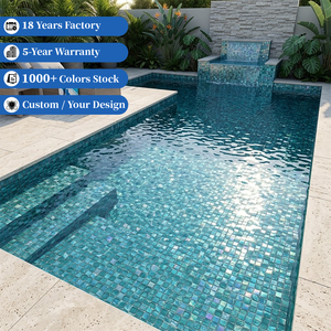 Mosaicos de Vidrio Cuadrados Modernos Iridiscentes de 4mm de Grosor, Color Blanco, Verde y Azul Océano, para Piscinas, Villas y Decoración del Hogar - Product Image 1
