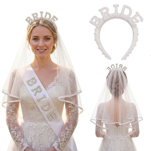 <span class=keywords><strong>Serre</strong></span>-tête de mariée en métal avec inscription BRIDE pour fête de <span class=keywords><strong>mariage</strong></span>, ensemble BRIDE - Product Image 4