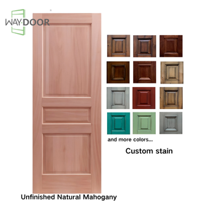 <span class=keywords><strong>Porte</strong></span> Interne in Legno Grezzo di Mogano Africano Massiccio, Personalizzabili, a 3 Pannelli, per Case - Product Image 1