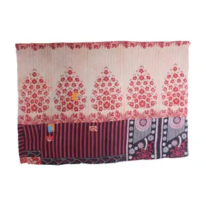 kantha被子公平贸易棉纱丽复古扔印度的纺织传统层彩色棉手工缝制在一起印度