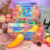 Jouet Squishy Mochi Fruits et Légumes, Jouet Anti-Stress à Presser, Boîte Mystère Supermarché pour Enfants, Cadeau de Fête