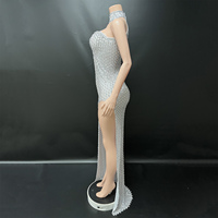 Novance Y4348 Vente de robes élégantes blanches en strass pour femmes, robes de soirée sexy à découpes, robes de bal de fin d'année