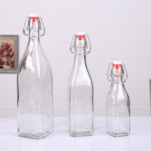 Tapa abatible fácil Bebida transparente Cerveza Vino Botellas de agua 500ml Botella superior oscilante de 1 litro para bebida Agua Vinagre - Product Image 2