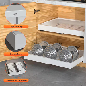 Organizador de armario extraíble con película adhesiva, estantes de <span class=keywords><strong>despensa</strong></span> deslizantes resistentes, estante de <span class=keywords><strong>despensa</strong></span> de cajón deslizante - Product Image 4
