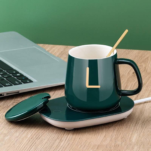 Tasse chauffante en porcelaine écologique avec logo personnalisé, pour la rentrée scolaire, avec contrôle de la température, ensemble de tasses à café avec cuillère, 401-500 ml, moderne - Product Image 4