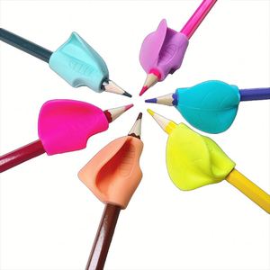 Accessoires en silicone personnalisés, papeterie pour étudiants, cadeaux promotionnels, poignée ergonomique pour crayon colorée - Product Image 5